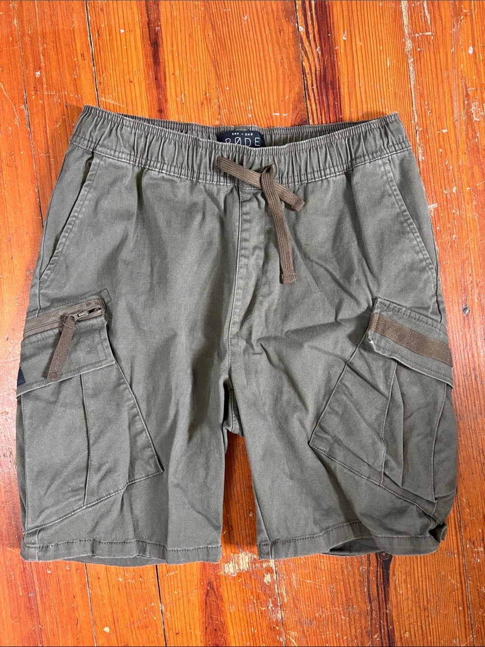 Rode Olive Green Cargo Drawstring Men’s Shorts Size Small Gorpcore